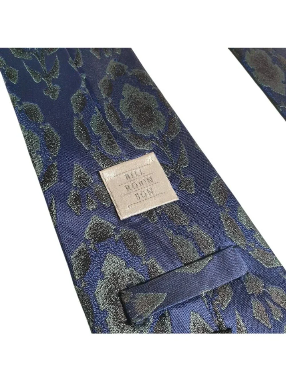 Bill Norris Son Blue Floral Pattern Silk Tie Elegant Men Office Work Accessory